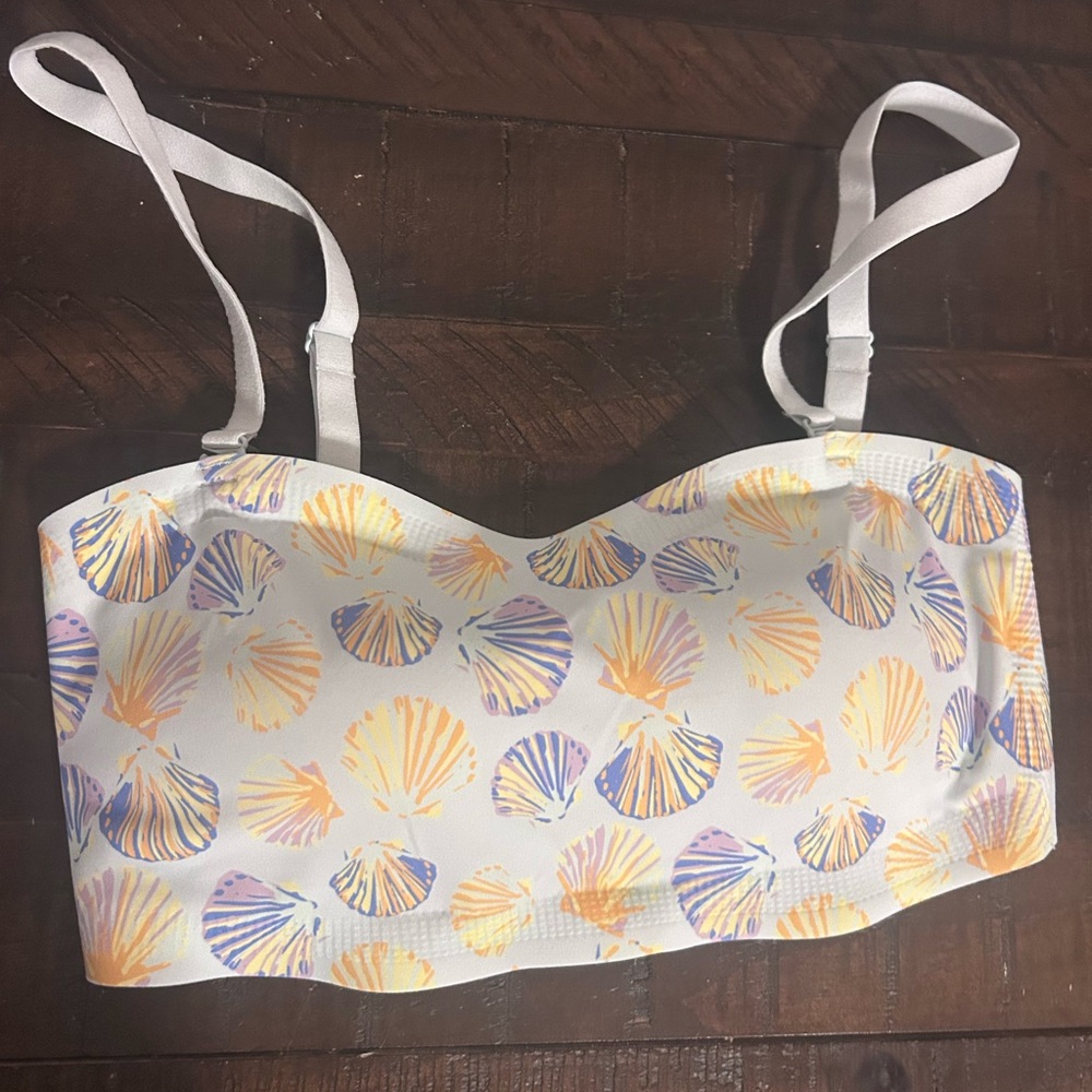 MeUndies Bikini Bra Top with Shell Print in Orange and Purple